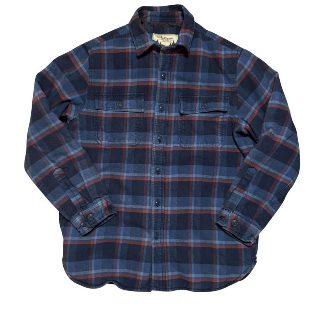 LL Bean Flannel Button Front Plaid Shirt Shacket Lined Gorpcore Cabincore Sz S